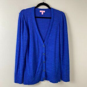 Lilly Pulitzer Cardigan Royal Blue Long Sleeve Size Large Blue Button Up